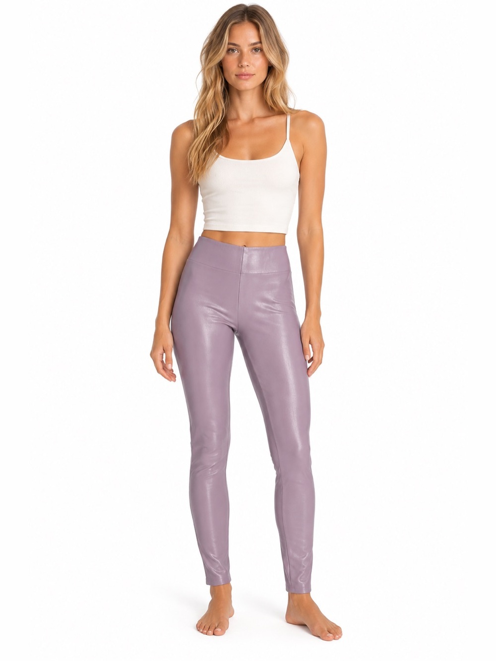 Commando Lavender Purple Faux Leather High Rise Leggings | Size S